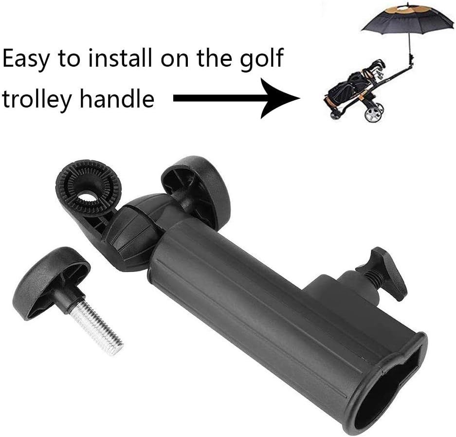 Golf Accessories, Golf Umbrella Holder, Golf Umbrella Holder for Trolley, Adjustable Anti-Fall Black Umbrella Stand Attachment Deluxe Cart Umbrella Holder for Golf Push Cart Handles