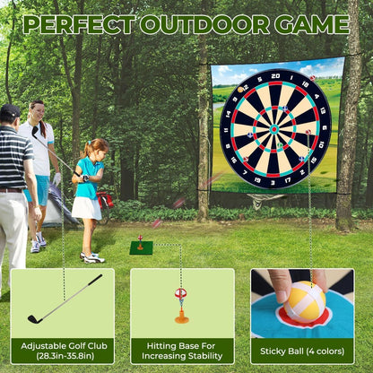 Golf Chipping Game Set, Sticky Golf/Dart Practice Hitting Mats for Indoor Outdoor, Golf Training Aid Equipment with 20 Golf Balls and 10 Darts, Suitable for Golf Lovers and Beginners