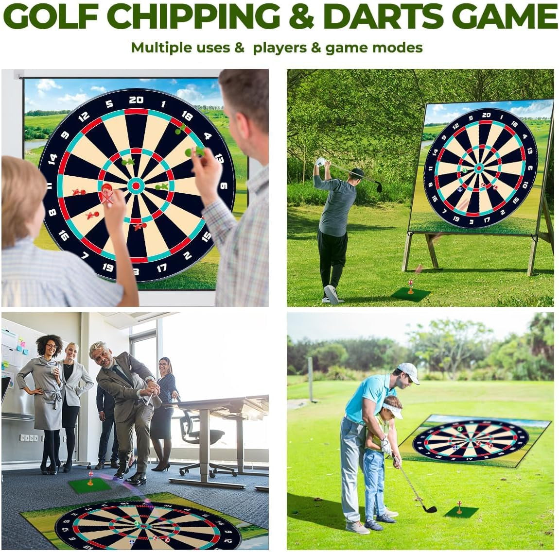 Golf Chipping Game Set, Sticky Golf/Dart Practice Hitting Mats for Indoor Outdoor, Golf Training Aid Equipment with 20 Golf Balls and 10 Darts, Suitable for Golf Lovers and Beginners