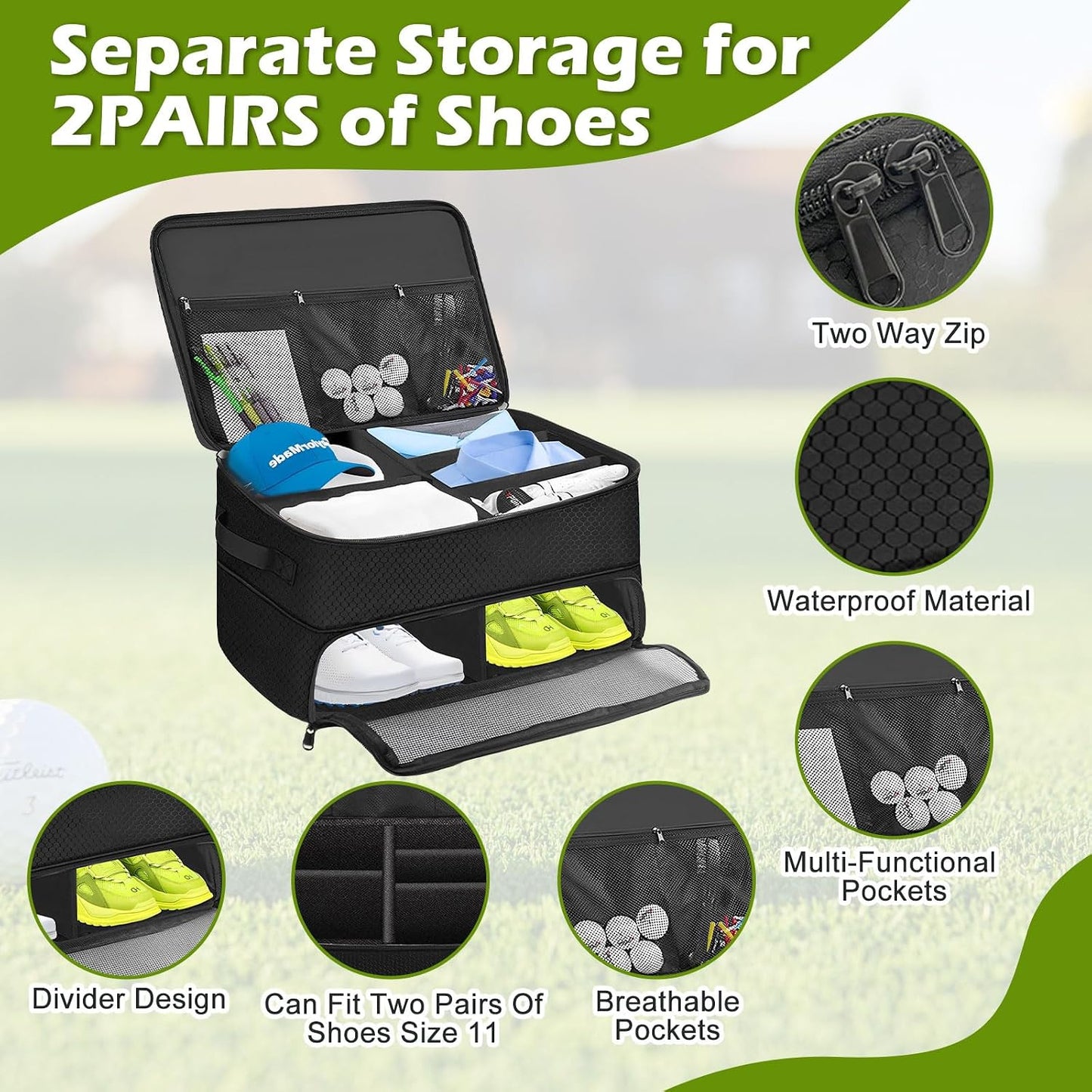 Golf Trunk Organizer Travel Bag Car Golf Accessories Storage Bag Men'S Golf Gear Locker Shoe Organizer Bag Storage Car Trunk Organizer Ideal for Golf Enthusiasts Gifts