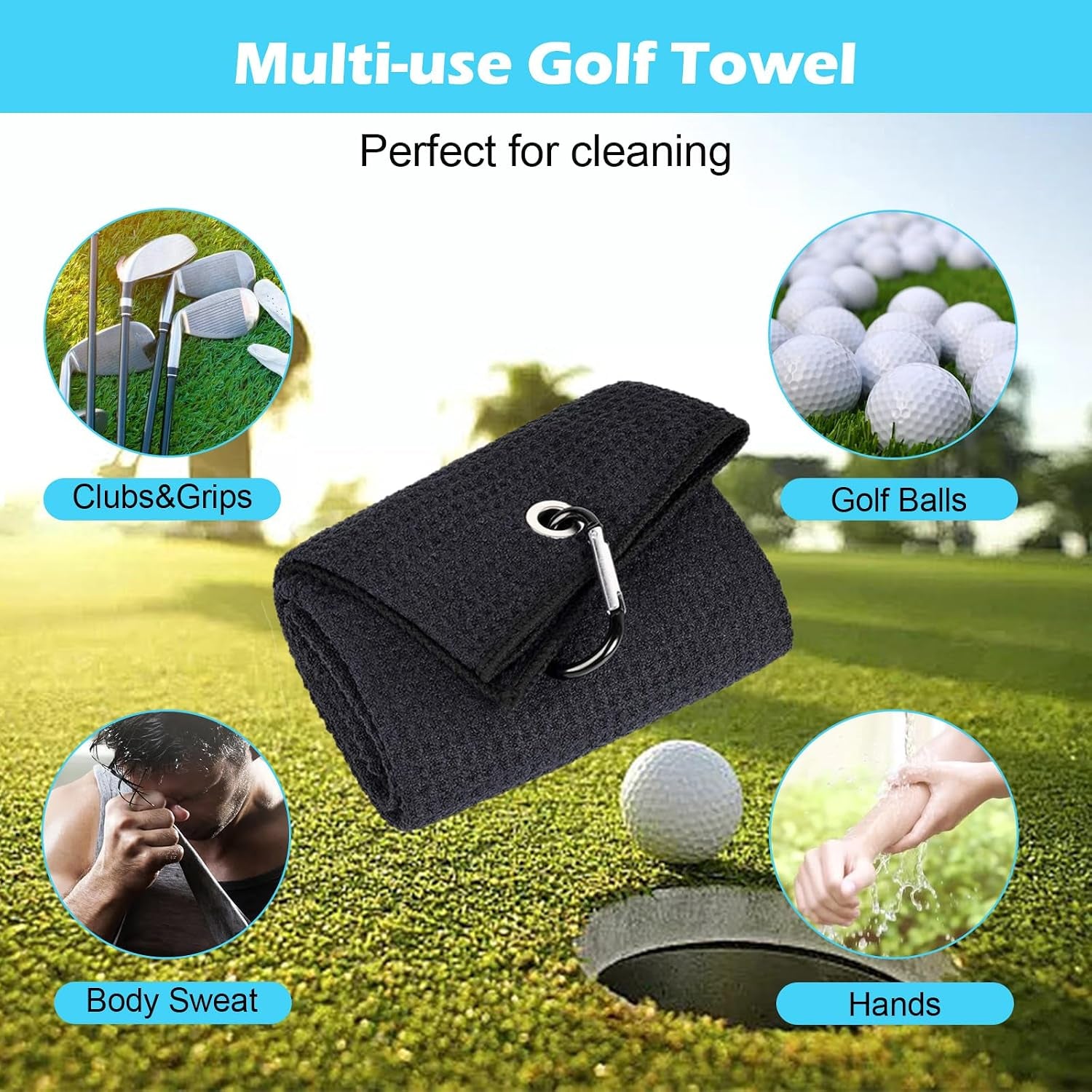 Golf Accessories Golf Club Cleaner Brush with Water Spray Bottle Golf Groove Cleaner Microfiber for Golf Bags with Retractable Clip Golf Towel Kit Golf Present for Men