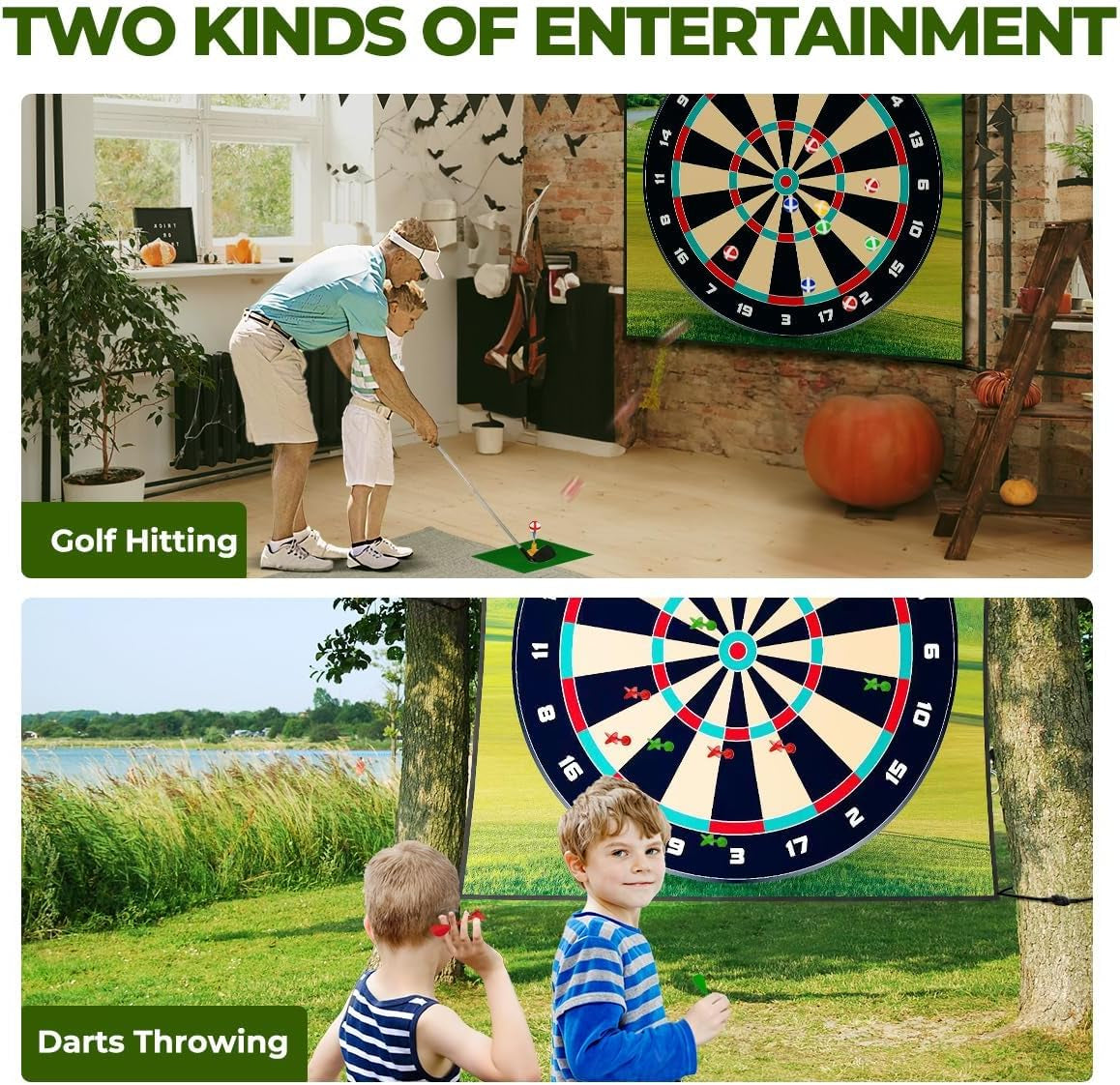 Golf Chipping Game Set, Sticky Golf/Dart Practice Hitting Mats for Indoor Outdoor, Golf Training Aid Equipment with 20 Golf Balls and 10 Darts, Suitable for Golf Lovers and Beginners
