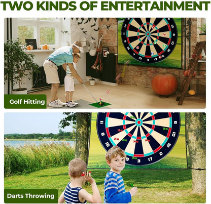 Golf Chipping Game Set, Sticky Golf/Dart Practice Hitting Mats for Indoor Outdoor, Golf Training Aid Equipment with 20 Golf Balls and 10 Darts, Suitable for Golf Lovers and Beginners