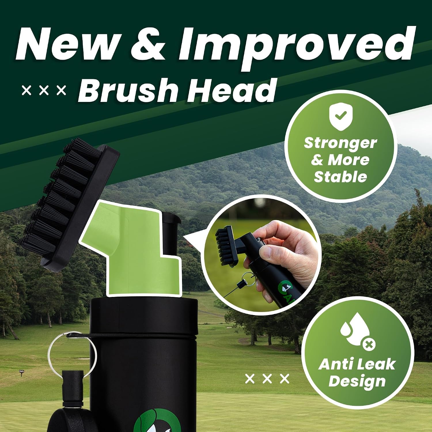 Golf Club Cleaner Brush with Retractable Cable & Water Spraying Golf Brush | All-In-One Brush Head, Mist Water Spray Holds 150Ml, 75Cm Retractable Cable, Strong Bristles, Durable Material, Golf Gifts.
