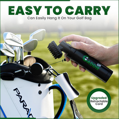 Golf Club Cleaner Brush with Retractable Cable & Water Spraying Golf Brush | All-In-One Brush Head, Mist Water Spray Holds 150Ml, 75Cm Retractable Cable, Strong Bristles, Durable Material, Golf Gifts.