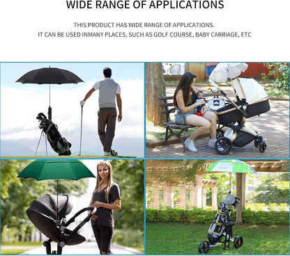 Golf Accessories, Golf Umbrella Holder, Golf Umbrella Holder for Trolley, Adjustable Anti-Fall Black Umbrella Stand Attachment Deluxe Cart Umbrella Holder for Golf Push Cart Handles
