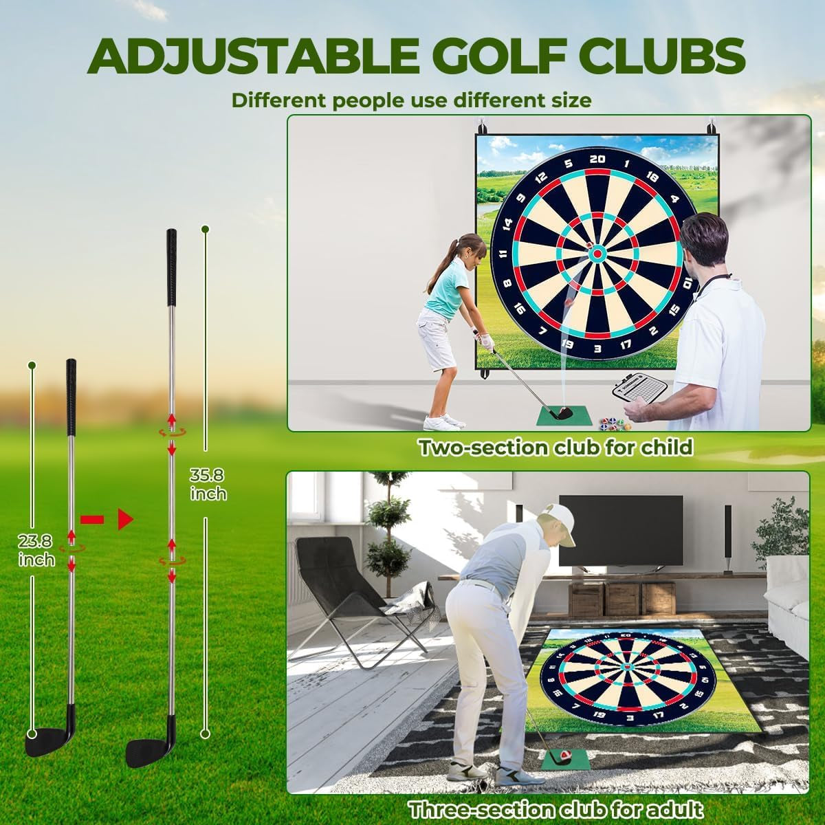 Golf Chipping Game Set, Sticky Golf/Dart Practice Hitting Mats for Indoor Outdoor, Golf Training Aid Equipment with 20 Golf Balls and 10 Darts, Suitable for Golf Lovers and Beginners